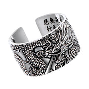 Buddha Stones Dragon Carved Pattern Protection Success Ring Ring BS 9