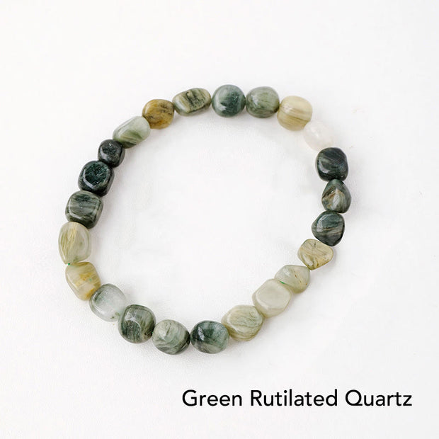 Natural Irregular Shape Crystal Stone Spiritual Awareness Bracelet Bracelet BS Green Rutilated Quartz