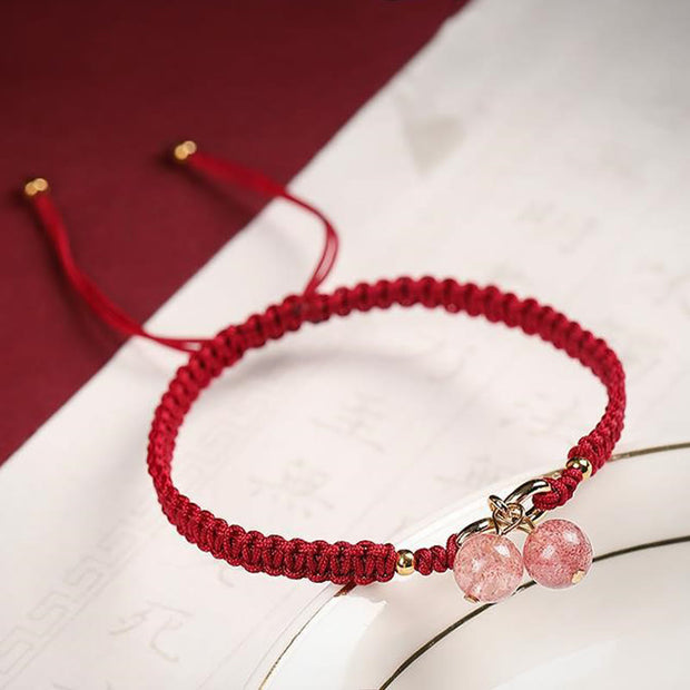 Buddha Stones Natural Strawberry Quartz Amethyst Green Phantom Bead Positive Bracelet Bracelet BS 4