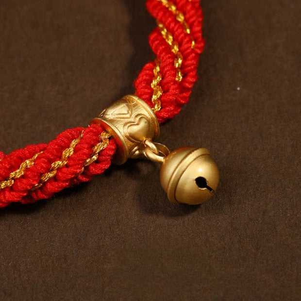 Buddha Stones Tibetan Handmade Luck Protection Thangka Prayer Wheel Bell Charm Braid String Bracelet Bracelet BS 5
