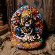 Buddha Stones Mini Daikokuten God of Wealth Buddha Tibet Clay Serenity Home Decoration Decorations BS 9.6*7.8cm