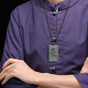 Buddha Stones Hetian Cyan Jade Dragon Engraved Success Necklace Pendant Necklaces & Pendants BS 7