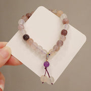 Buddha Stones Natural Purple Golden Silk Jade Violet Flower Bead Charm Wealth Bracelet Bracelet BS 8