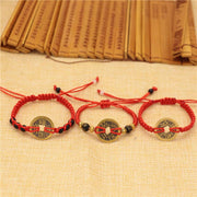 Buddha Stones Copper Coin Fortune Red String Weave Bracelet Bracelet BS 2