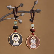 Buddha Stones Ebony Wood Rosewood Buddha Avalokitesvara Om Mani Padme Hum Balance Car Key Chain Decoration Key Chain BS main