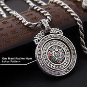 Buddha Stones Tibetan Om Mani Padme Hum Double Dorje Vajra Rotatable Purity Peace Necklace Pendant Necklaces & Pendants BS 9