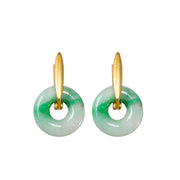 Buddha Stones 925 Sterling Silver Round Jade Prosperity Earrings Earrings BS 7