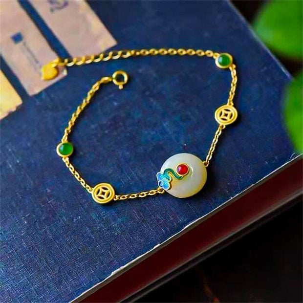 Buddha Stones White Jade Auspicious Cloud Fortune Bracelet Ring Earrings Necklace (Extra 35% Off | USE CODE: FS35) Bracelet BS 7