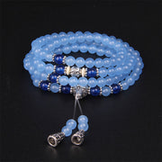 Buddha Stones 108 Beads Blue Crystal Healing Bracelet Mala Mala Bracelet BS 6mm Blue Crystal