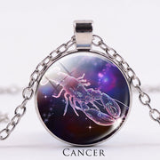 12 Constellations of the Zodiac Moon Starry Sky Protection Blessing Necklace Pendant Necklaces & Pendants BS Silver Cancer
