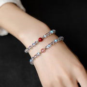 Buddha Stones Moonstone Pink Crystal Cinnabar Healing Positive Bracelet Bracelet BS 19