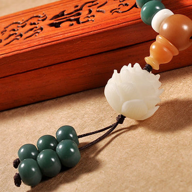 Buddha Stones Lotus Cyan Bodhi Seed Success Bracelet Mala Bracelet BS 4
