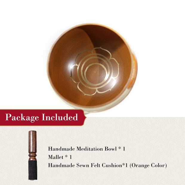 Buddha Stones Tibetan Sound Bowl Handcrafted for Chakra Healing and Mindfulness Meditation Singing Bowl Set Singing Bowl buddhastoneshop Orange 3.15IN (8CM)