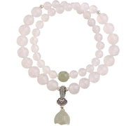 Buddha Stones White Agate Jade Lotus Protection Bracelet Bracelet BS 9