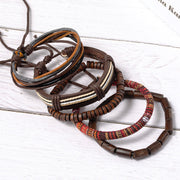 Buddha Stones Wrap Hemp Cords Wood Beads Leather Bracelet Bracelet BS 1