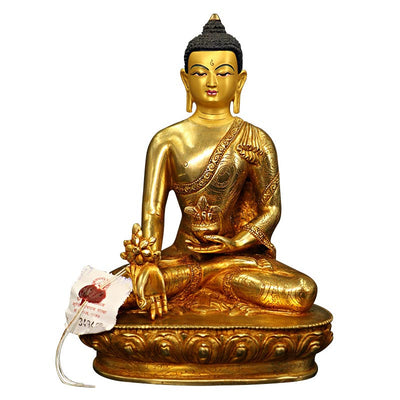 Buddha Stones Buddha Shakyamuni Medicine Buddha Compassion Copper Gold Plated Statue Decoration Decorations BS main