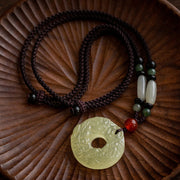 Buddha Stones PiXiu Peace Buckle Jade Small Leaf Red Sandalwood Cinnabar Agate Luck Necklace Pendant Necklaces & Pendants BS main