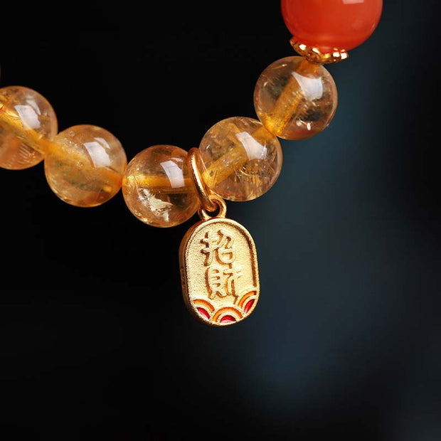 Buddha Stones Citrine Red Agate Fortune Charm Bracelet Bracelet BS 9
