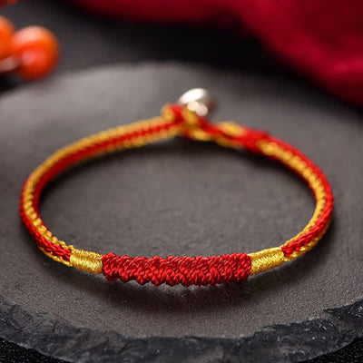 Buddha Stones Tibetan Handmade Braid Luck String Protection Bracelet Bracelet BS Red 19CM
