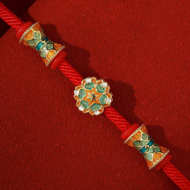 Buddha Stones Dunhuang 925 Sterling Silver Lotus Drum New Beginning Red Rope Bracelet Bracelet BS 5