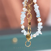 Buddha Stones Aquamarine Pearl Healing Stone Bracelet Bracelet BS 1