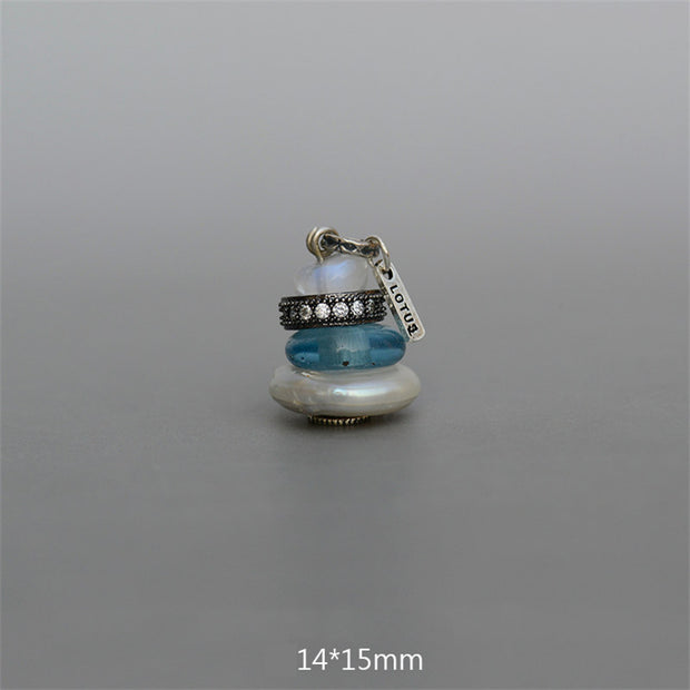 Buddha Stones Zen Cairn Labradorite Various Crystals Calm Pendant Necklace Necklaces & Pendants BS Moonstone&Teal Glass Bead&Pearl Pendant 14*15mm
