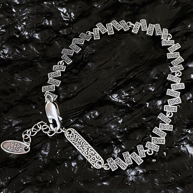 Buddha Stones Vintage Tang Dynasty Flower Design Copper Luck Chain Bracelet