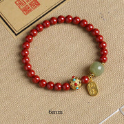 Buddha Stones Cinnabar Green Aventurine Fortune Protection Charm Bracelet Bracelet BS Emperor Sand 6mm