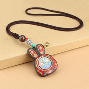 Tibet Ebony Five God of Wealth Thangka Necklace Pendant Necklaces & Pendants BS Blue