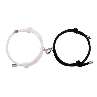 2Pcs Love Magnetic Couple String Strength Bracelet Bracelet BS White&Black