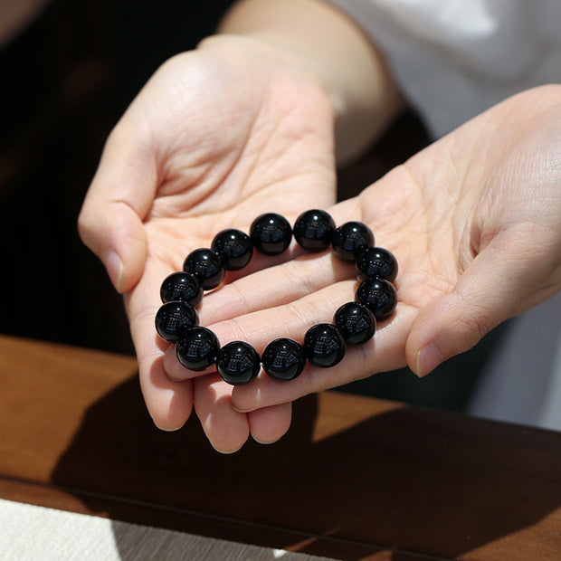 Buddha Stones Natural Black Onyx Fortune Bracelet Bracelet BS 3