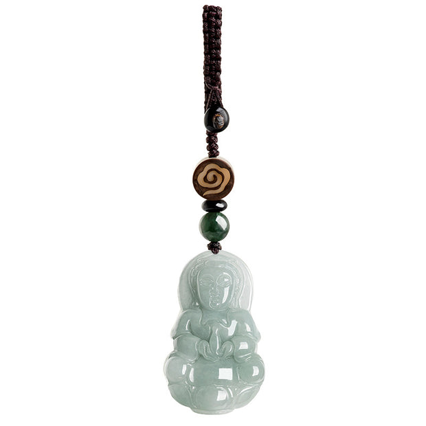 Buddha Stones Laughing Buddha Avalokitesvara Jade Blessing Car Keychain String Decoration Decorations BS 9