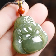 Buddha Stones Laughing Buddha Hetian Jade Abundance Necklace String Pendant Necklaces & Pendants BS 7