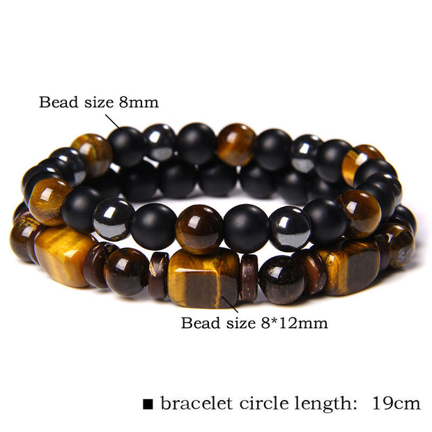 Buddha Stones Tiger Eye Frosted Stone Hematite Courage Bracelet Bracelet BS 3