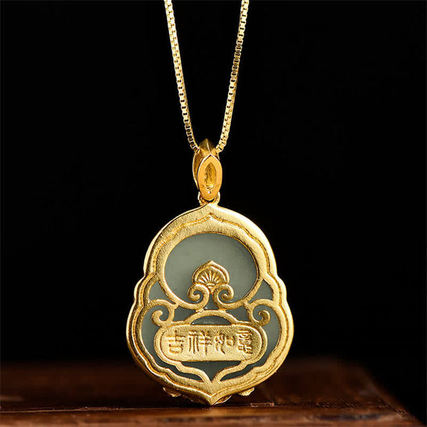 Buddha Stones 925 Sterling Silver Laughing Buddha Natural Hetian Jade Luck Prosperity Necklace Pendant Necklaces & Pendants BS 5