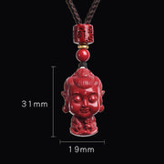 Buddha Stones Chinese Zodiac Natal Buddha Natural Cinnabar Amulet Keep Away Evil Spirits Necklace Pendant Necklaces & Pendants BS 8