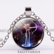 12 Constellations of the Zodiac Moon Starry Sky Protection Blessing Necklace Pendant Necklaces & Pendants BS Silver Sagittarius
