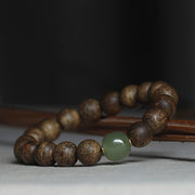 Vietnam Huang Qinan Agarwood Hetian Jade Peace Strength Bracelet Bracelet BS 2