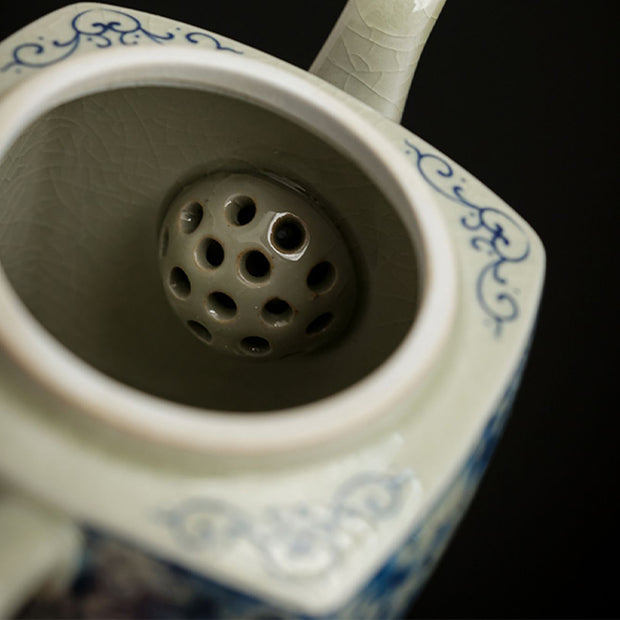 Buddha Stones Blue and White Porcelain Chinese Gongfu Tea Ceramic Kung Fu Teapot Cup Tea Filter Canister