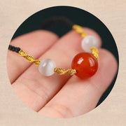 Buddha Stones Natural Red Agate Cat Eye Calm Braided String Bracelet Necklace Pendant Bracelet Necklaces & Pendants BS 12