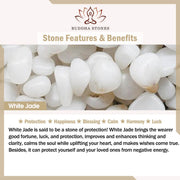 Buddha Stones White Jade Bamboo Lotus Flowers Luck Protection Necklace Pendant Necklaces & Pendants BS 5