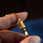 Buddha Stones Tibetan Handmade Om Mani Padme Hum Prayer Wheel Protection Strength String Bracelet Bracelet BS 8