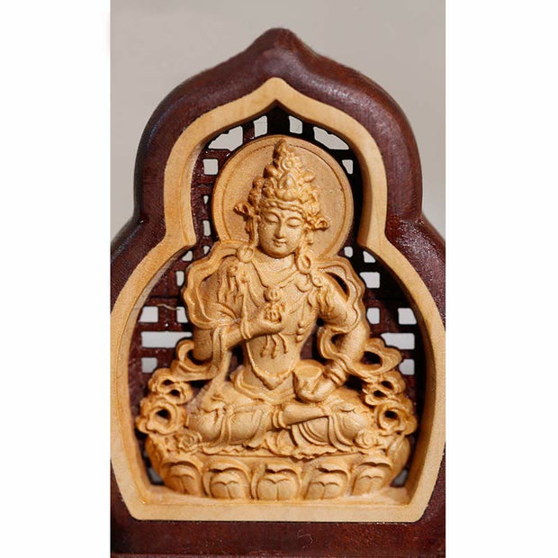 Buddha Stones Vajrasattva Buddha Wood Engraved Compassion Statue Figurine Decoration