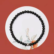 Buddha Stones Natural Black Obsidian Smoky Quartz Purification Strength Bracelet Bracelet BS 10