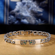 Buddha Stones Tiger Tang Dynasty Flower Design Copper Luck Chain Bracelet