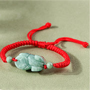 Buddha Stones Handmade Natural Jade PiXiu Protection King Kong Knot Braided String Bracelet Bracelet BS 4