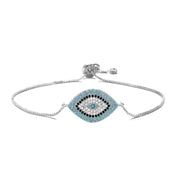Buddha Stones Evil Eye Protection Healing Bracelet Bracelet BS Silver&Blue