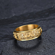 Buddha Stones Om Mani Padme Hum Balance Calm Titanium Steel Ring Rings BS 5