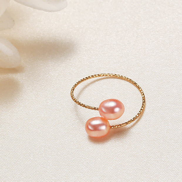 Pearl Happiness Wealth Double Single Ring Ring BS Single Pink Pearl