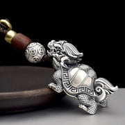 Buddha Stones Dragon Turtle Copper Coin Wealth Key Chain